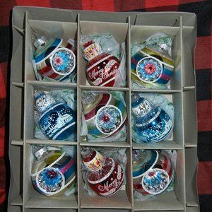 Radko EXC Reflectord Santa Snowman - 9 Glass Ornaments 2.5 Inches 4028114 Dil…